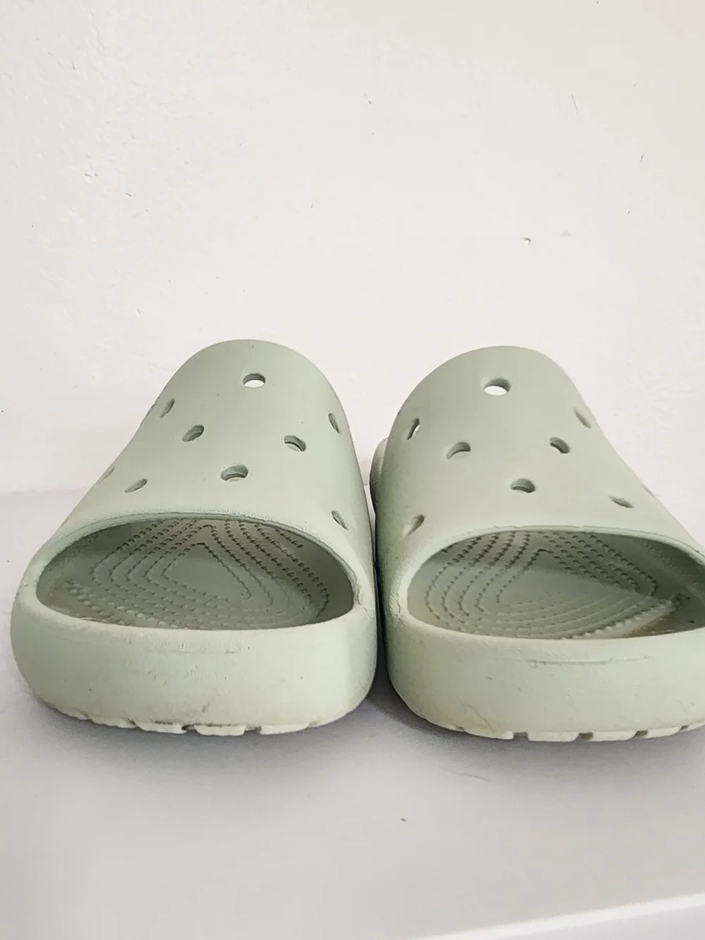 Crocs Pale Green Slide Sandals Size 7